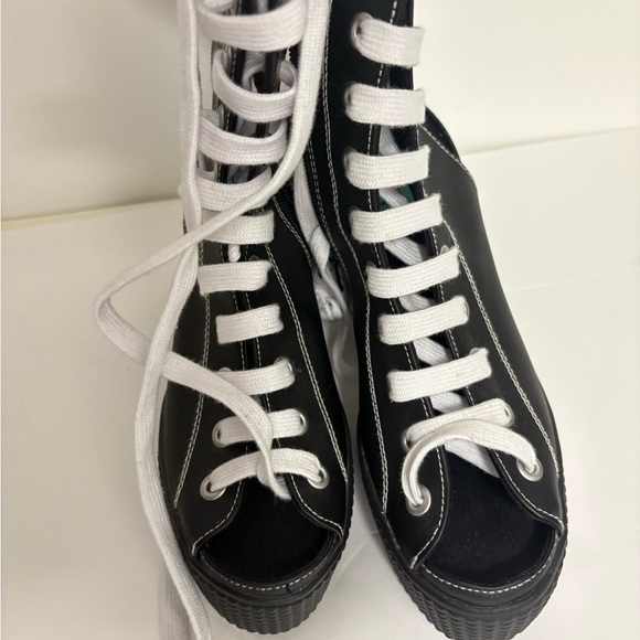 Replay Black and White Lace-Up Platform Boots - Picture 5 of 8